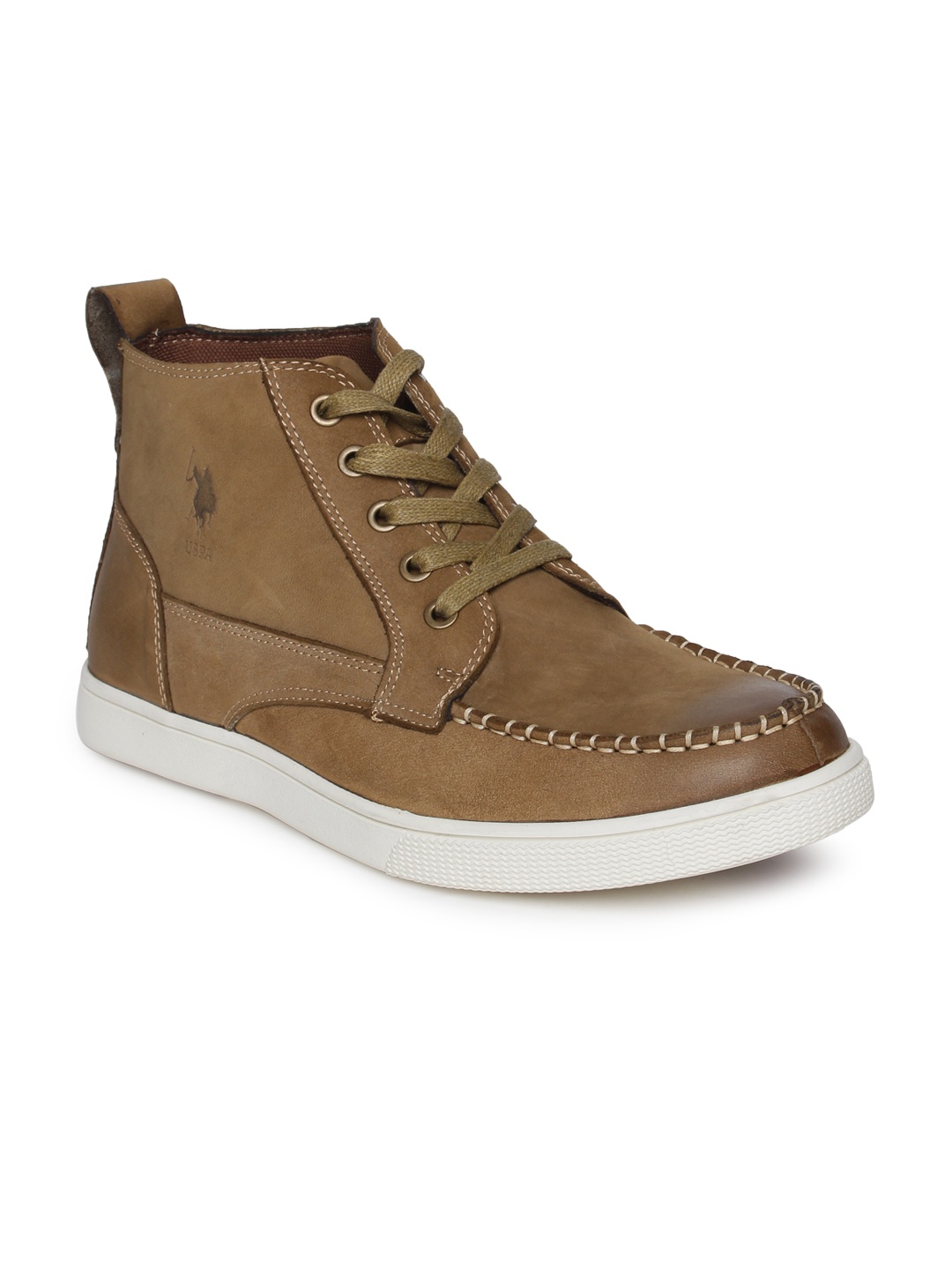 

U.S. Polo Assn. Men Camel Brown Rorry Mid-Top Sneakers