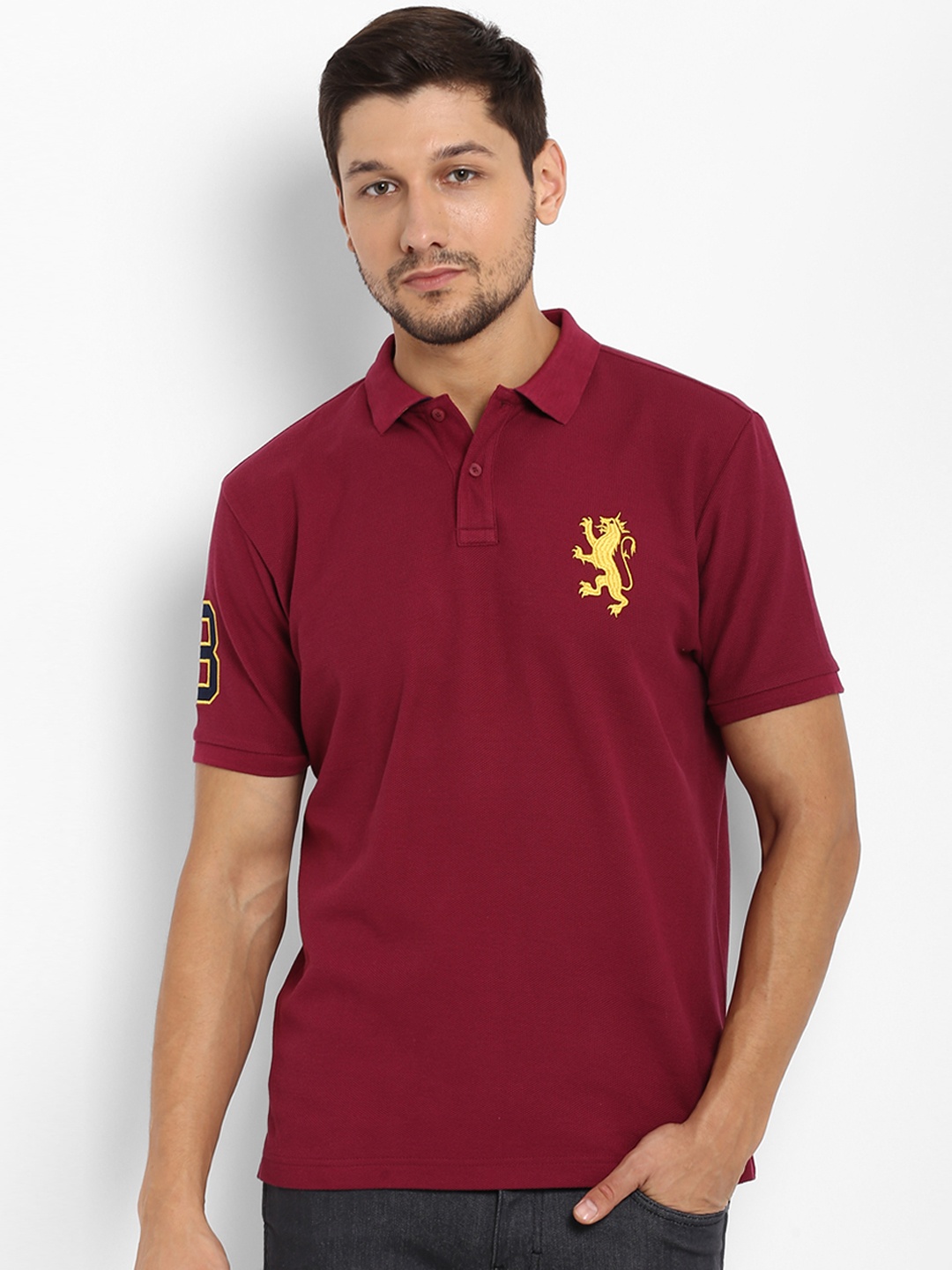 

Red Tape Men Maroon Solid Polo Collar T-shirt