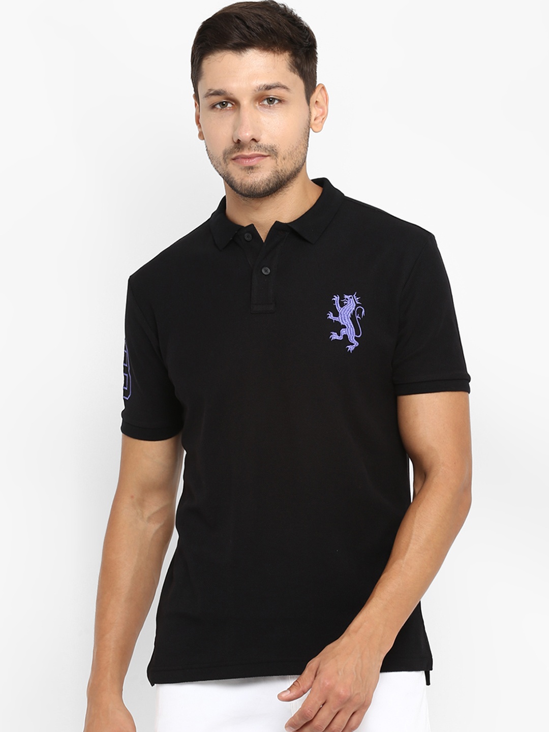 

Red Tape Men Black Solid Polo Collar T-shirt