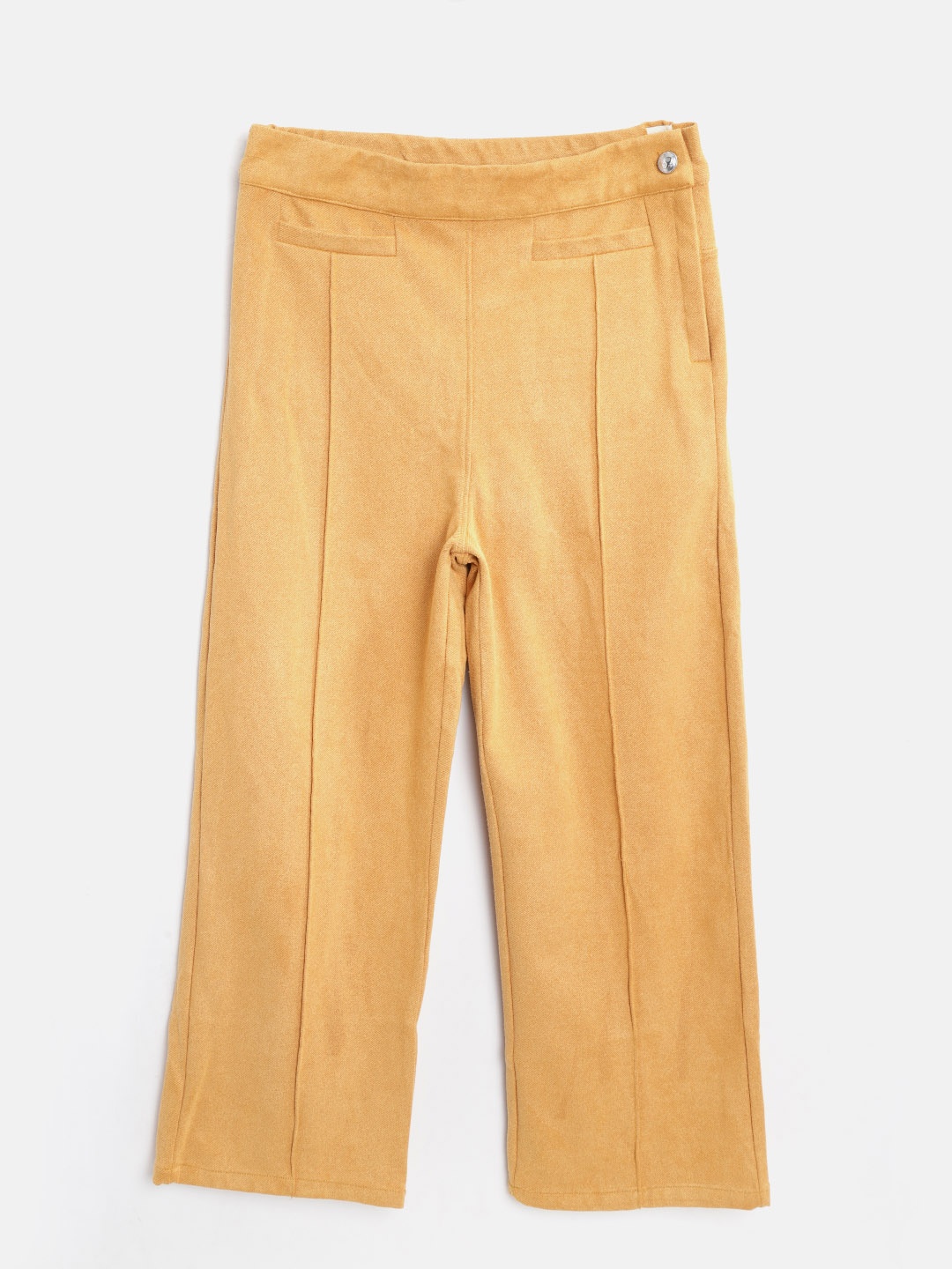 

Peppermint Girls Mustard Yellow Solid Straight Palazzos