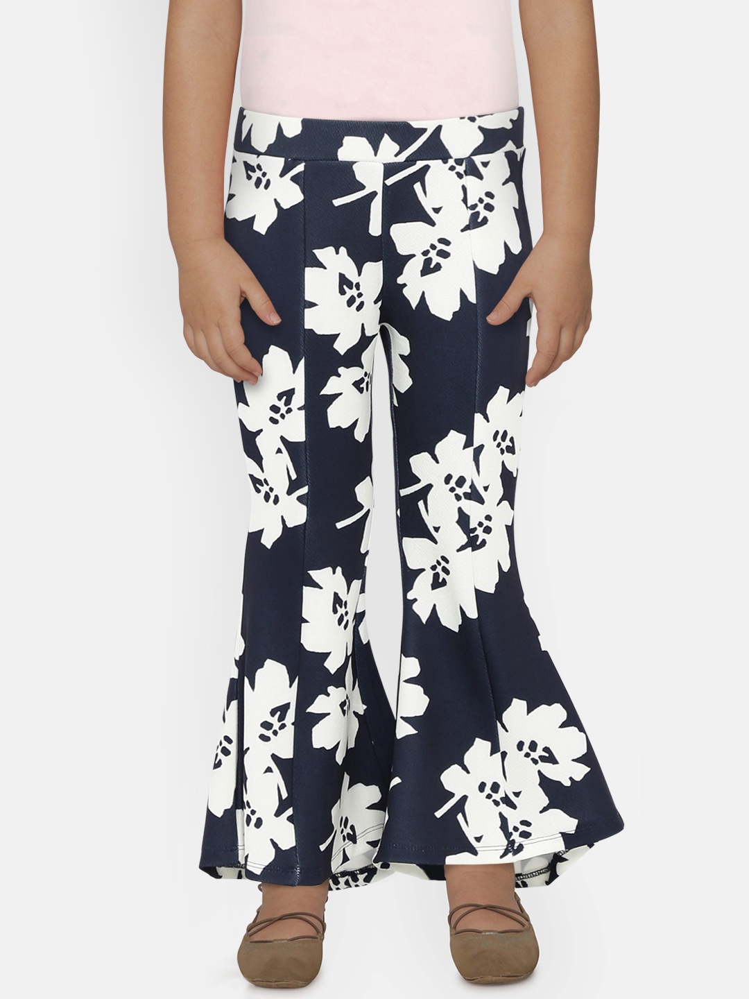 

Peppermint Girls Navy Blue Wide Leg Printed Palazzos
