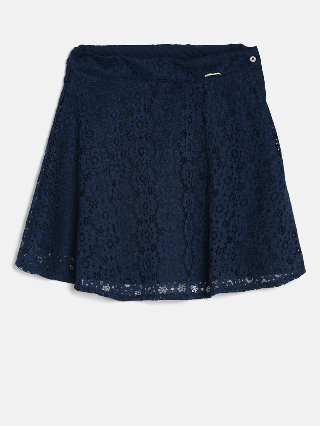 

Peppermint Girls Navy Blue Lace A-line Skirt