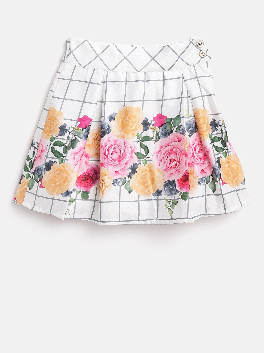 

Peppermint Girls Off-White Floral Print A-Line Skirt