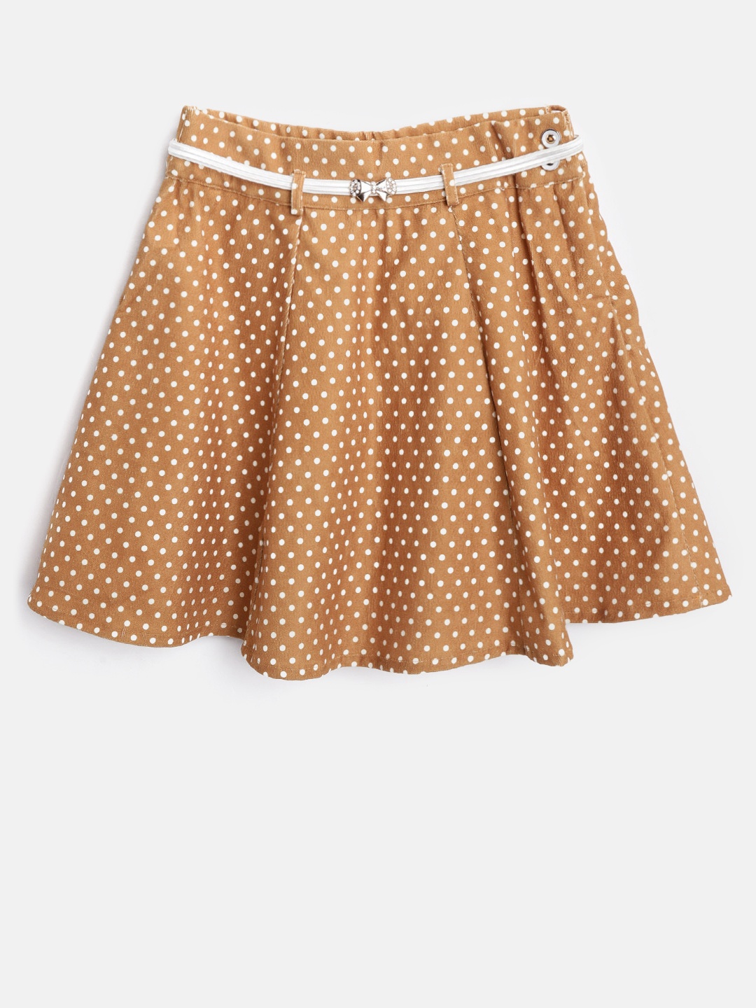 

Peppermint Girls Mustard Yellow Printed Flared Skirt