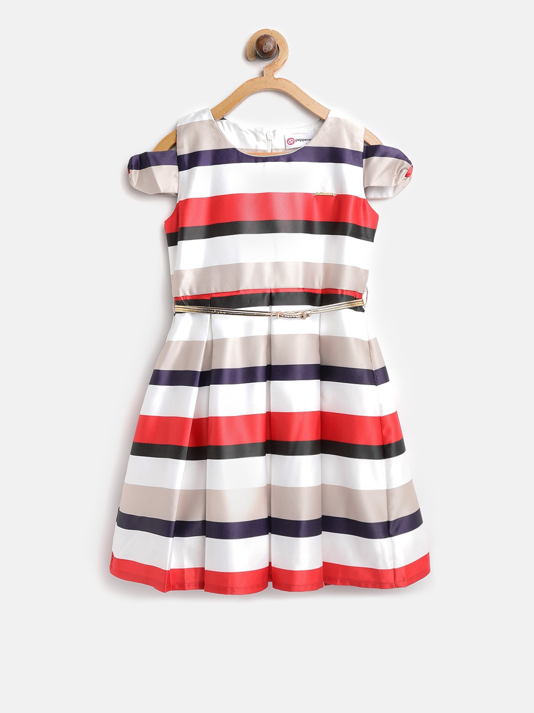 

Peppermint Girls Red & Off-White Striped Fit & Flare Dress