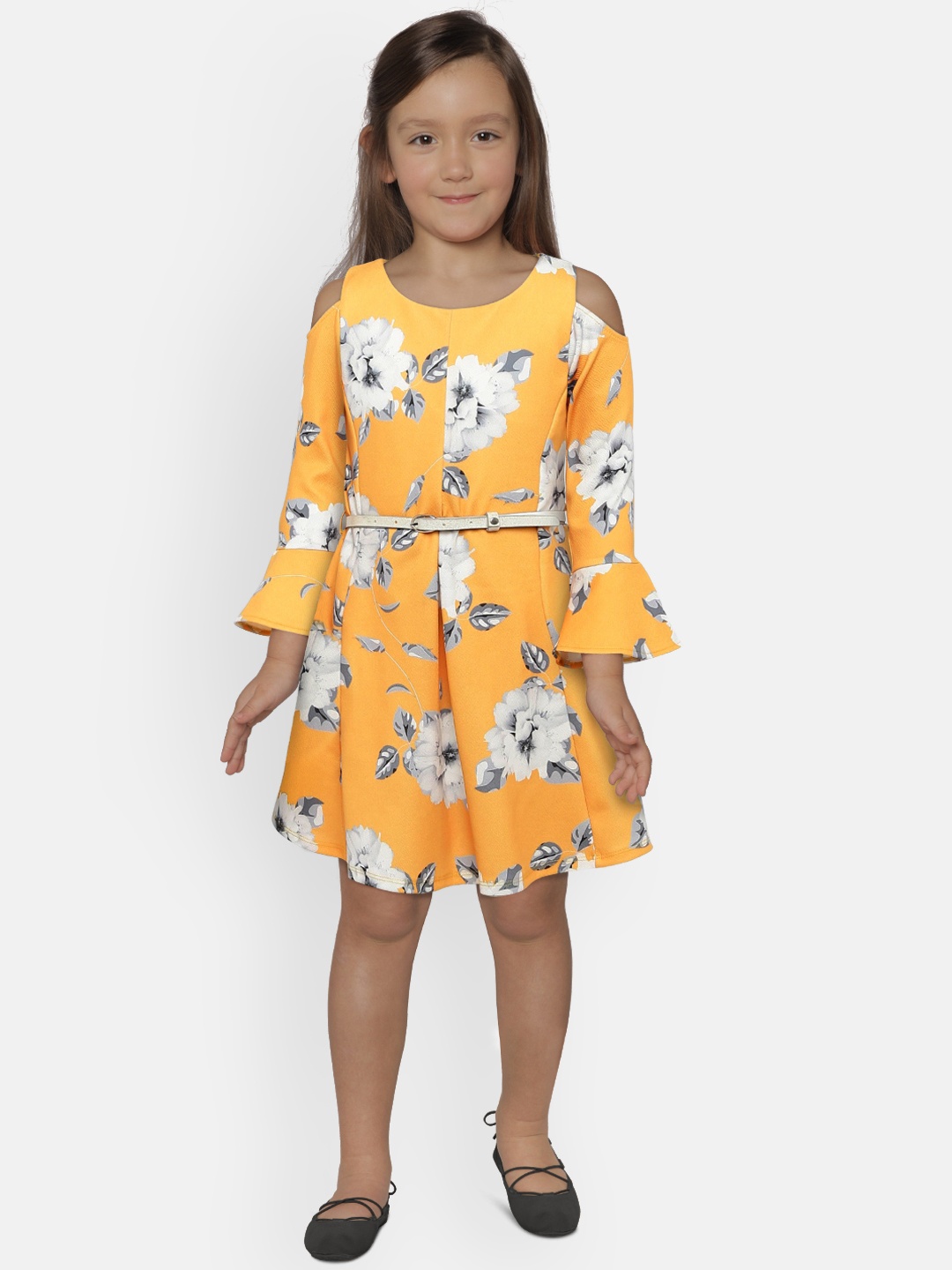 

Peppermint Girls Yellow & White A-Line Dress