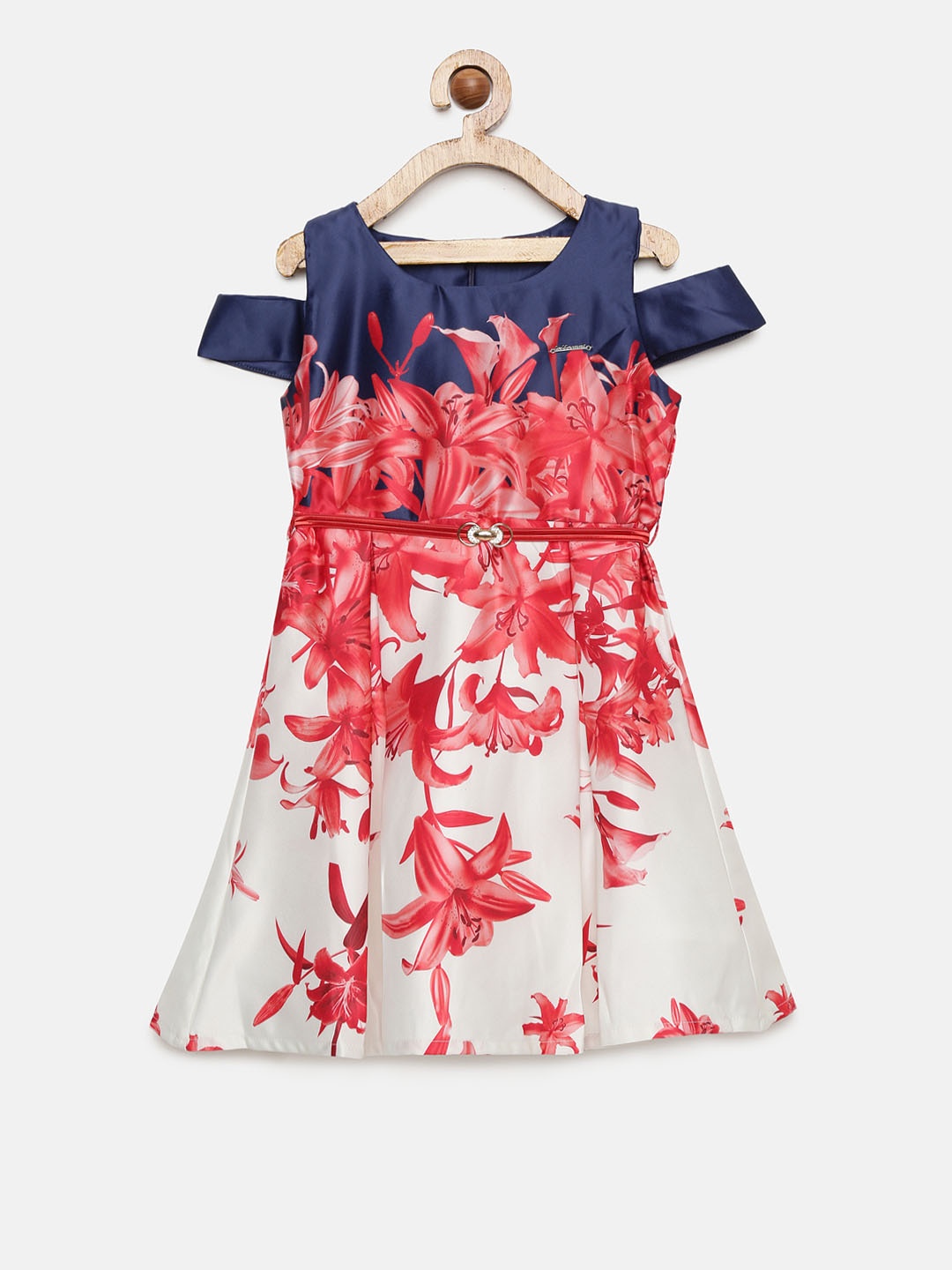 

Peppermint Girls White Printed Fit and Flare Dress
