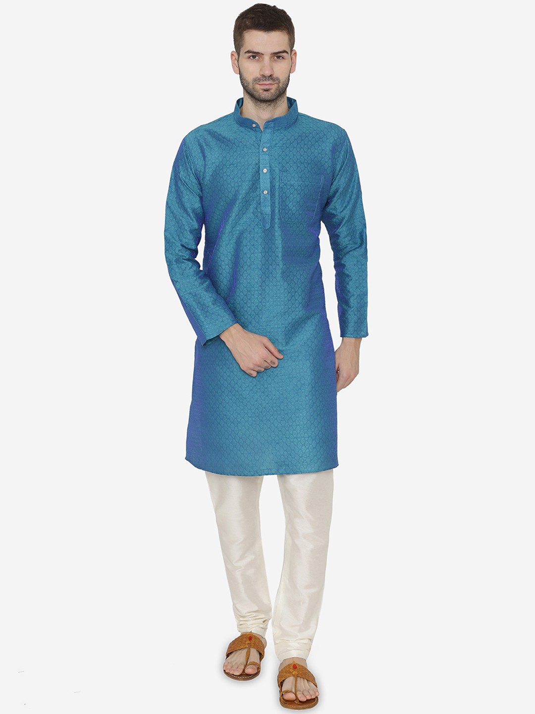 

Wintage Men Blue Woven Design Straight Kurta