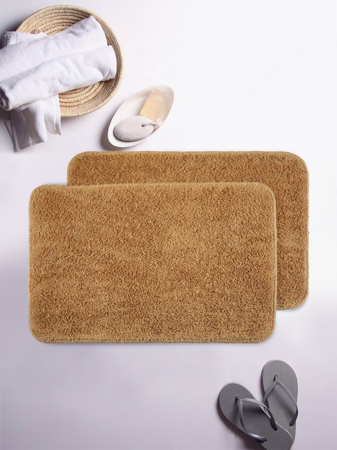 

BIANCA Brown Set of 2 Anti Skid Bath Rugs