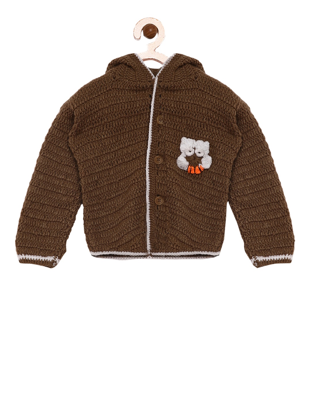 

CHUTPUT Unisex Brown Self Design Cardigan