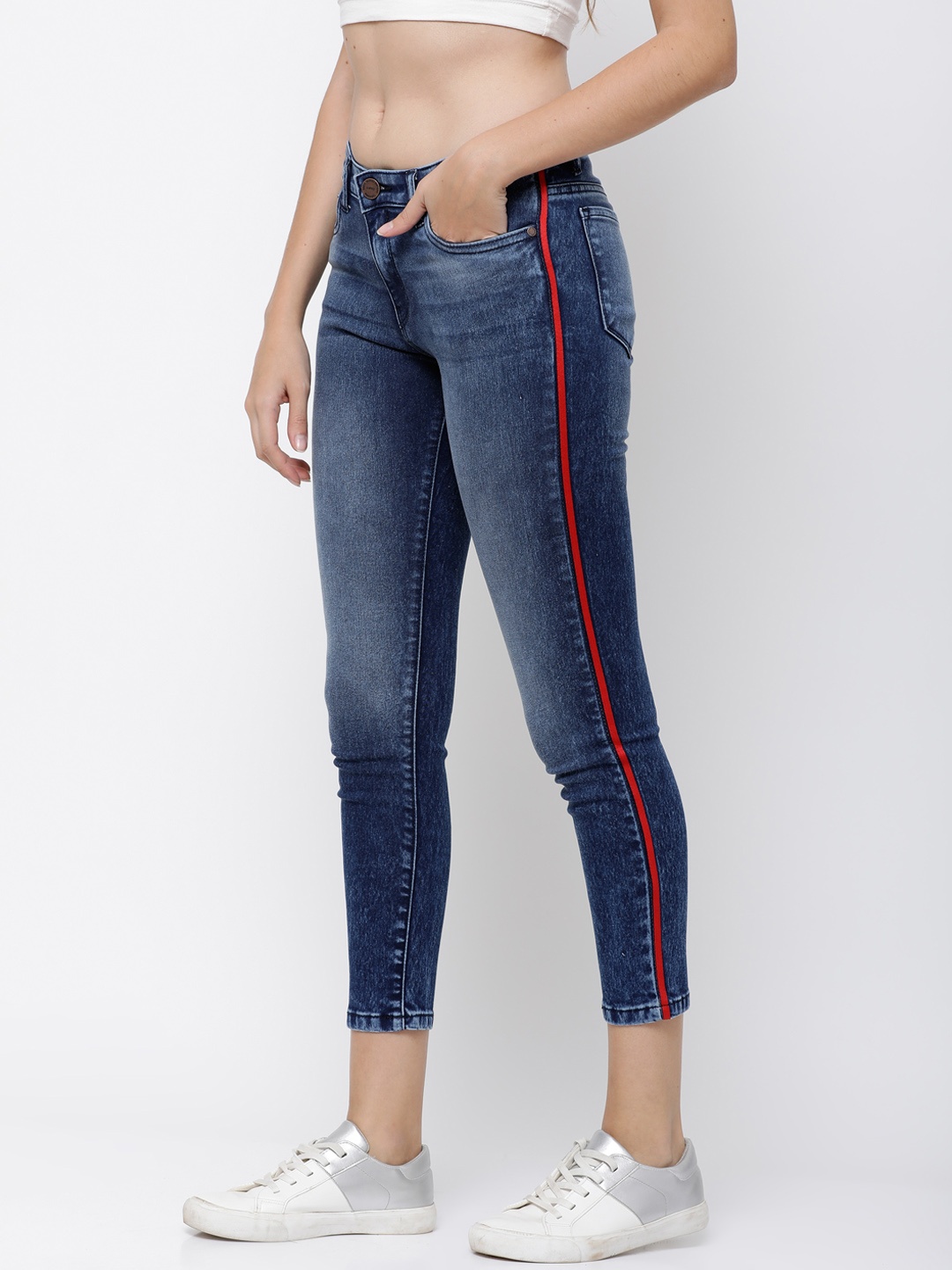 

Tokyo Talkies Women Navy Blue Super Skinny Fit Mid-Rise Clean Look Stretchable Jeans