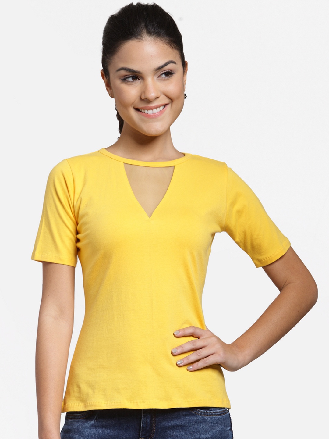 

Cation Women Yellow Solid Top