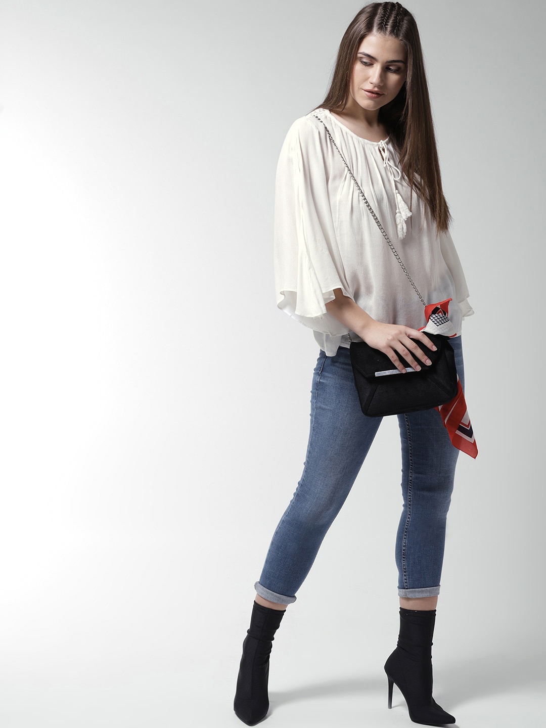 

La Zoire Women White Solid A-Line Top