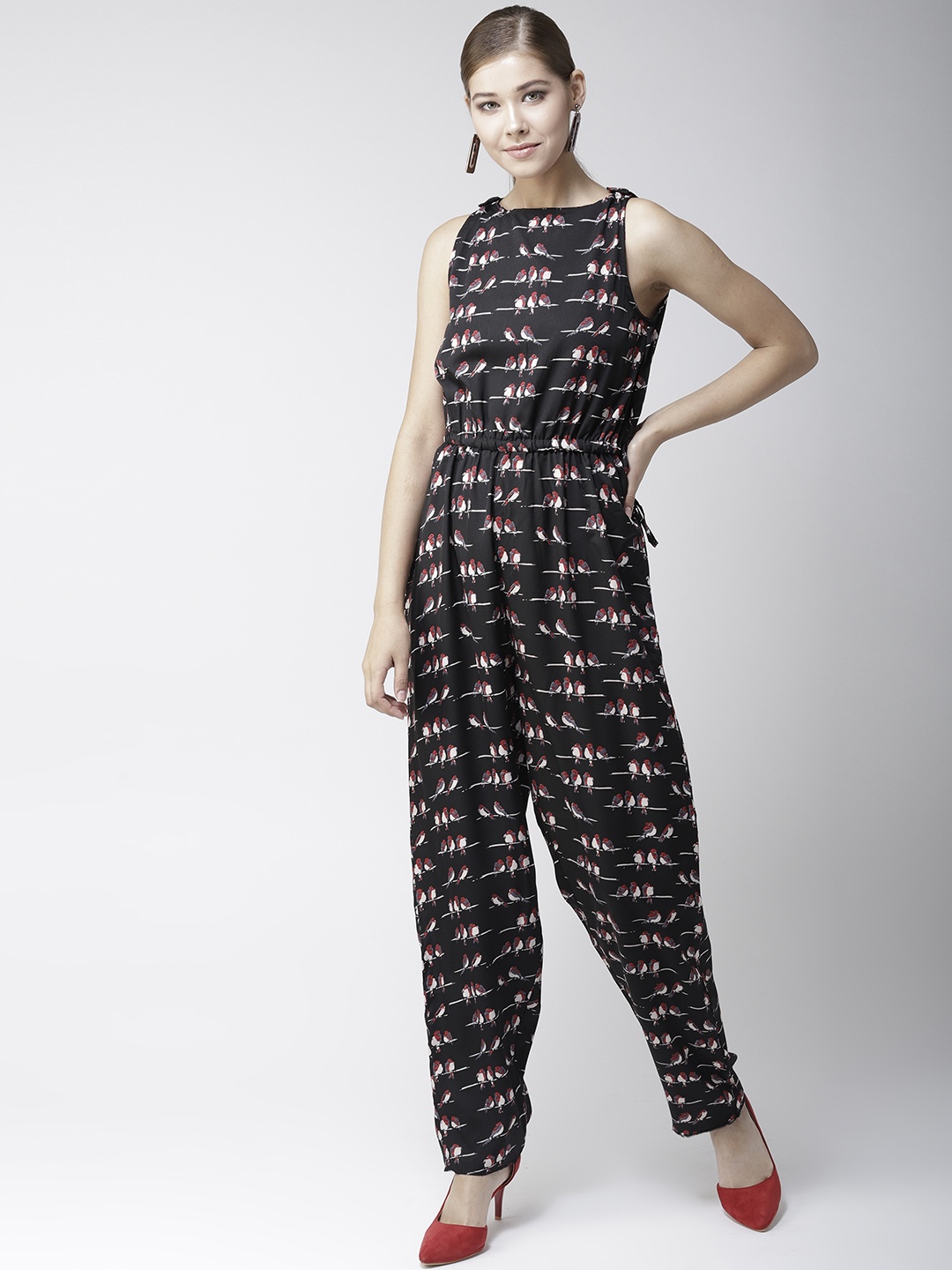 

La Zoire Black Printed Basic Jumpsuit