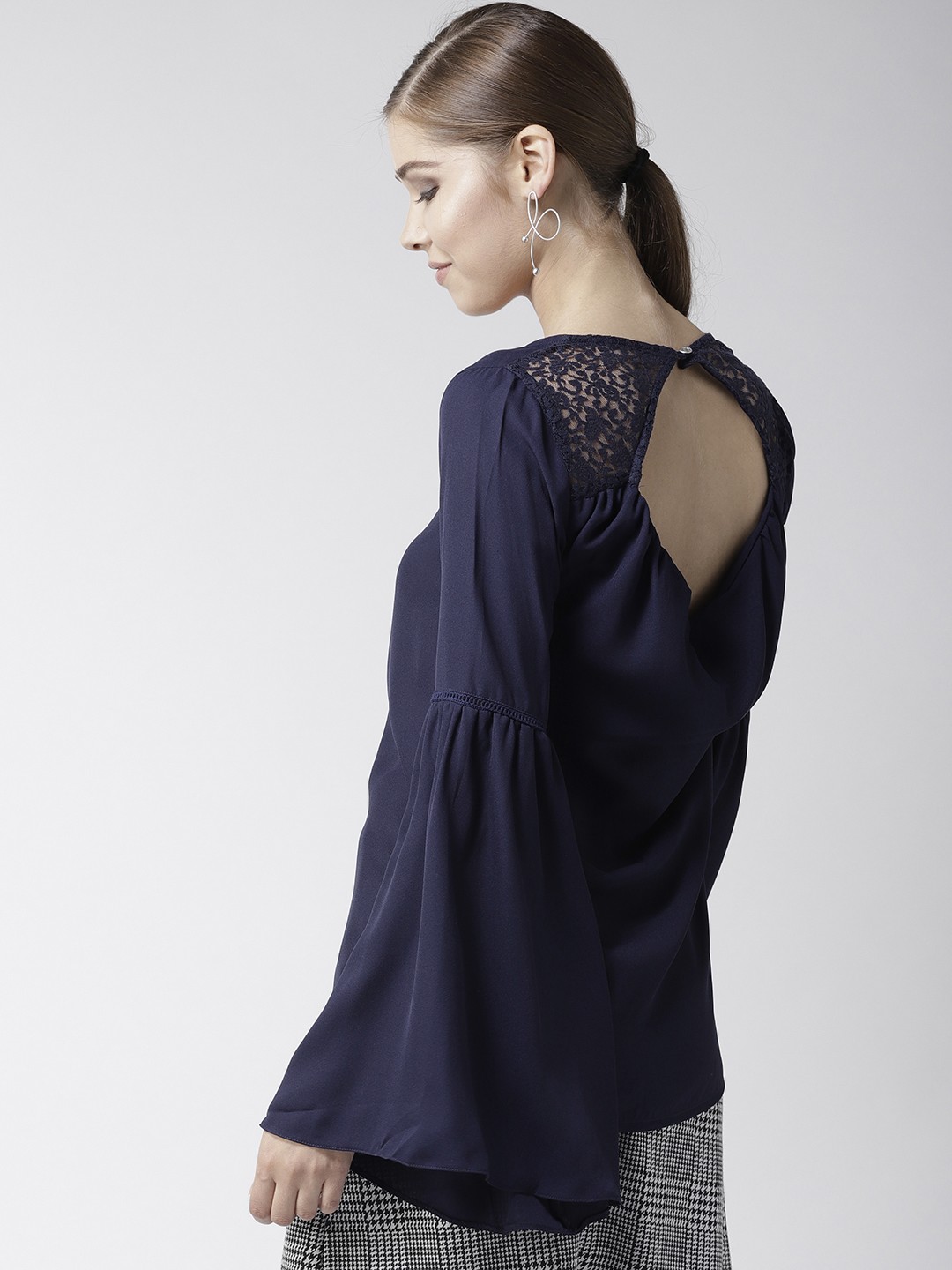 

La Zoire Women Navy Blue Solid Styled Back Top
