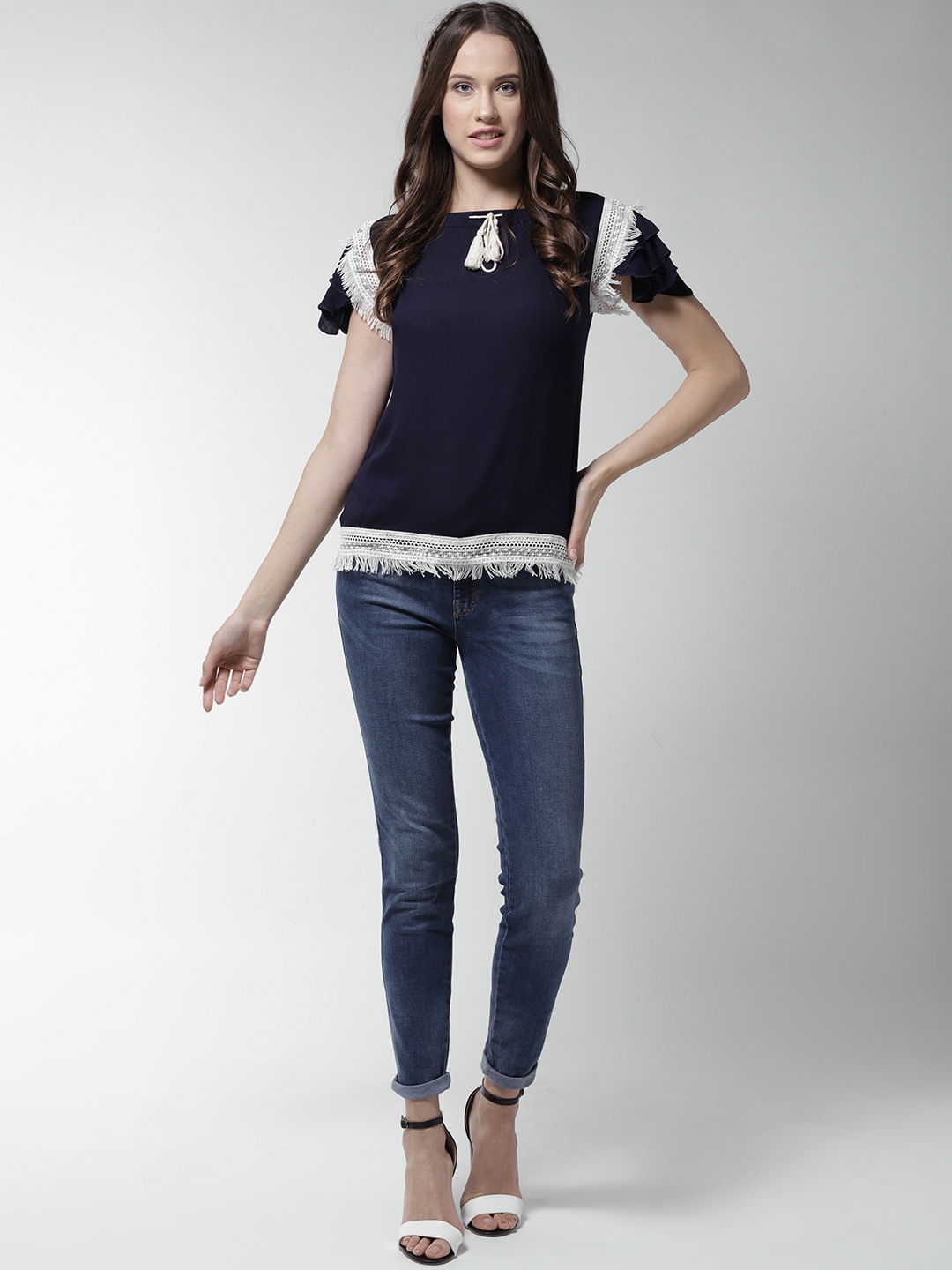 

La Zoire Women Navy Blue Solid Top