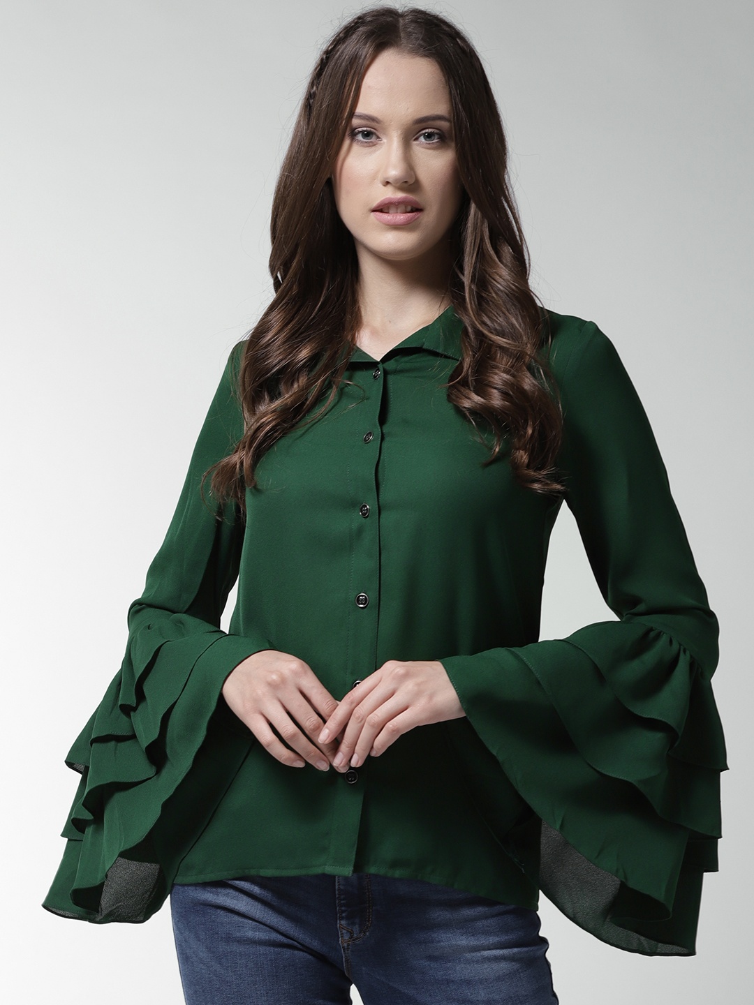 

La Zoire Women Green Regular Fit Solid Casual Shirt