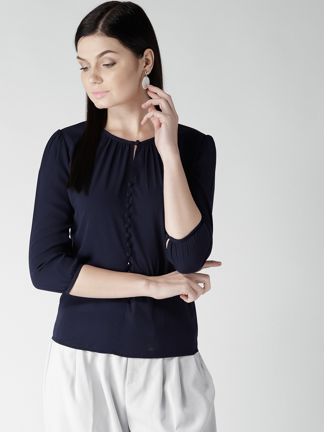 

Harpa Women Navy Blue Solid Top