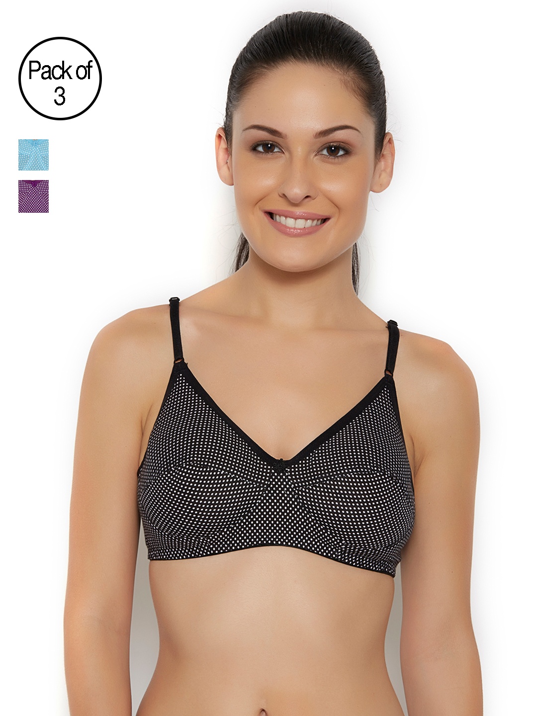 

Floret Women Pack Of 3 Printed Non-Wired Non Padded T-shirt Bra NOORI_WINE, Burgundy