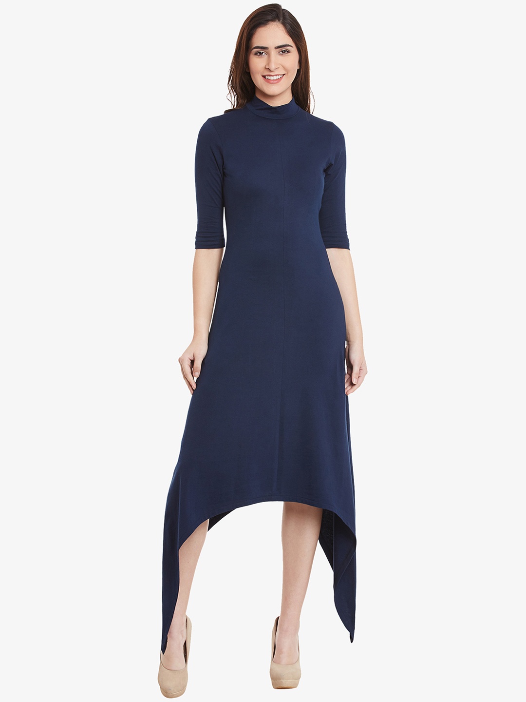 

Miss Chase Women Navy Blue Solid A-Line Dress