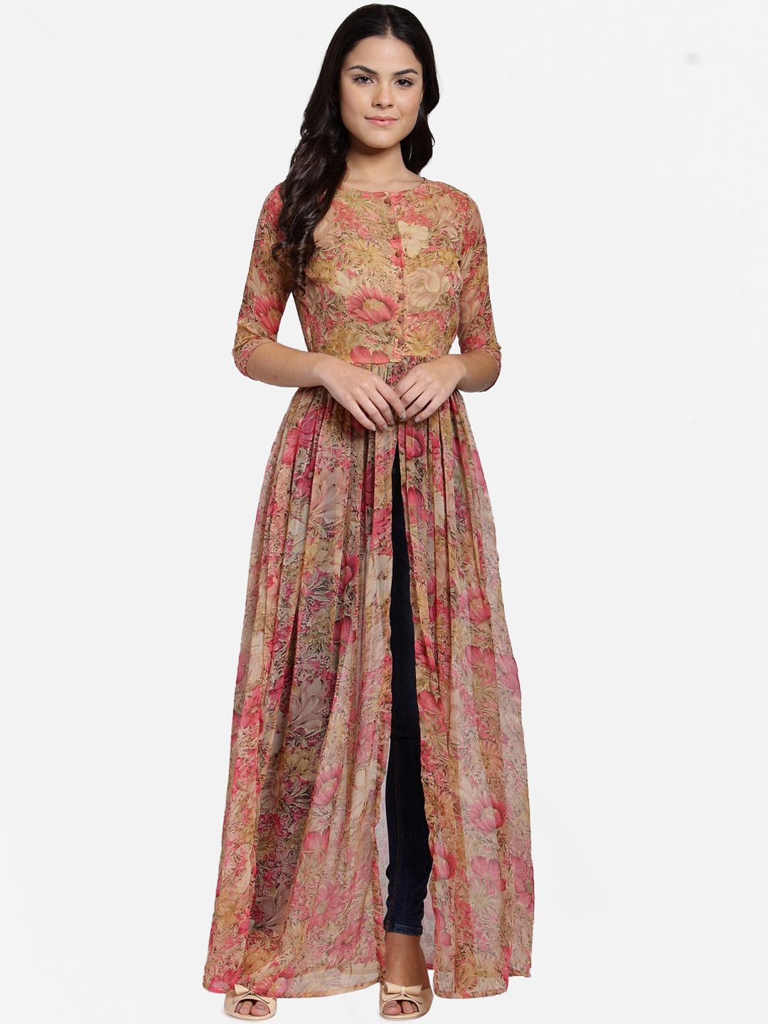 

Cation Beige & Pink Printed Tunic