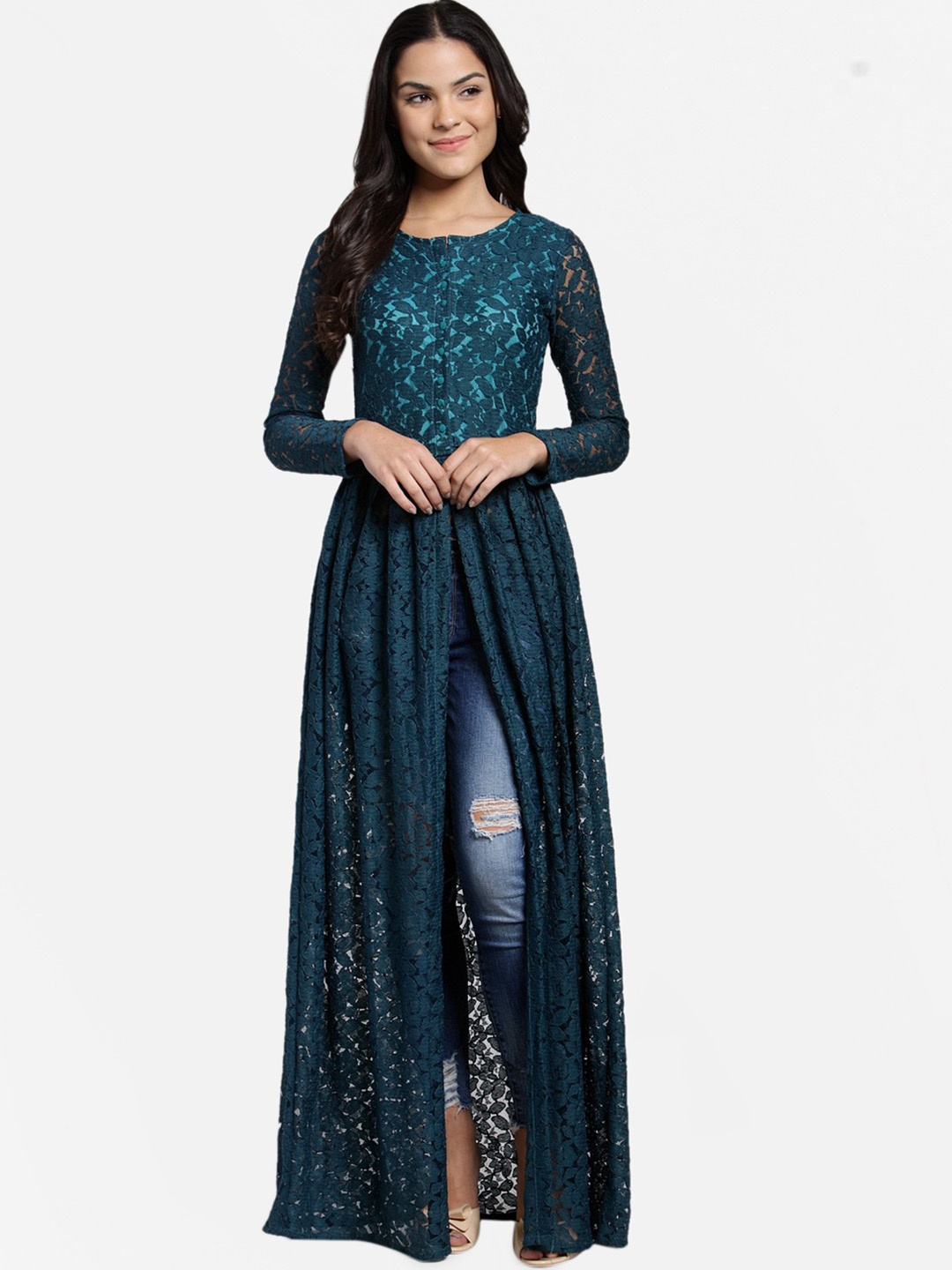 

Cation Navy Blue Self Design Tunic
