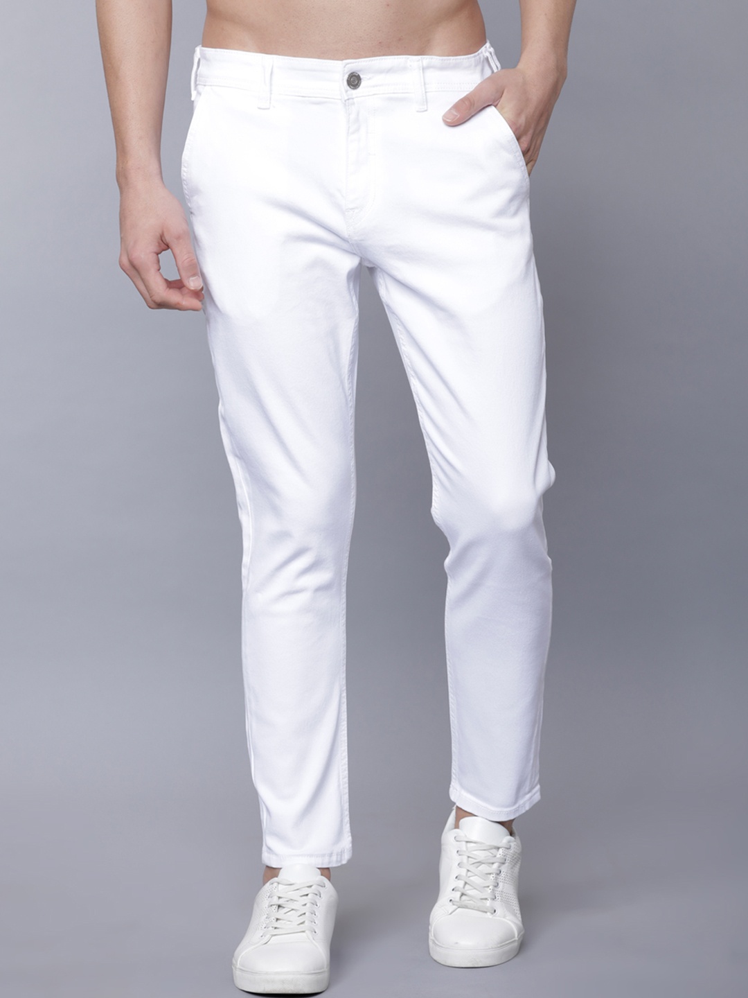 

LOCOMOTIVE Men White Slim Fit Mid-Rise Clean Look Stretchable Jeans