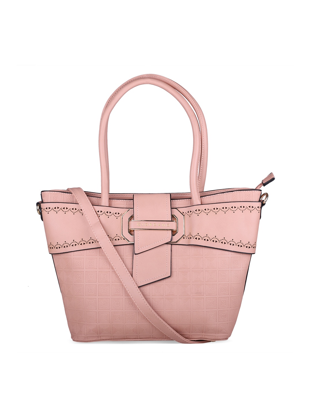 

GIORDANO Peach-Coloured Textured Handheld Bag