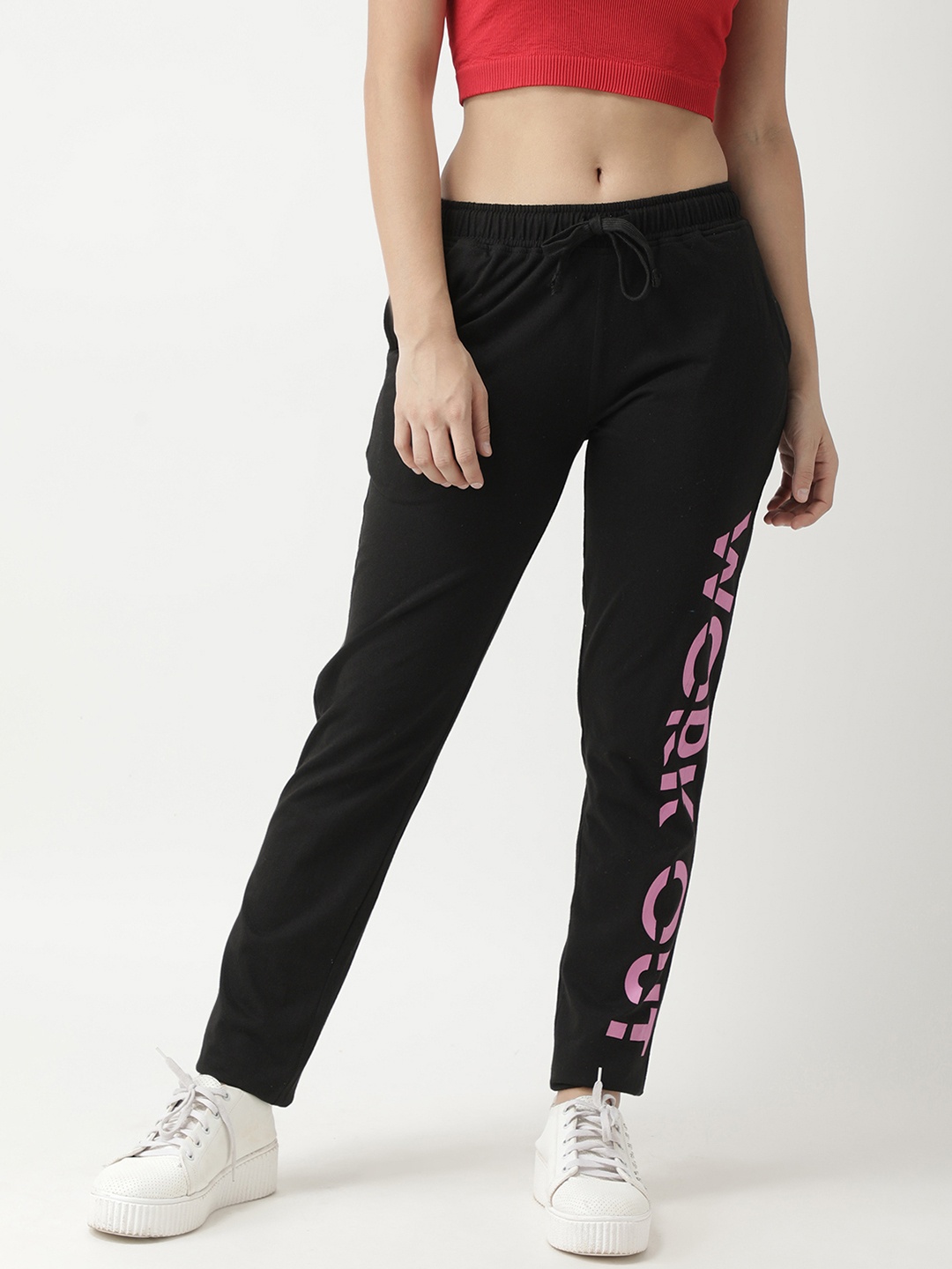 

Club York Women Black Slim Fit Printed Track Pants