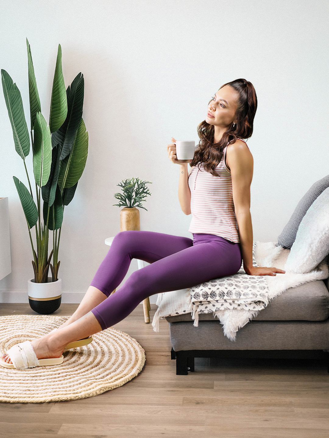 

Sweet Dreams Women Pack of 2 Yellow & Purple Lounge Leggings