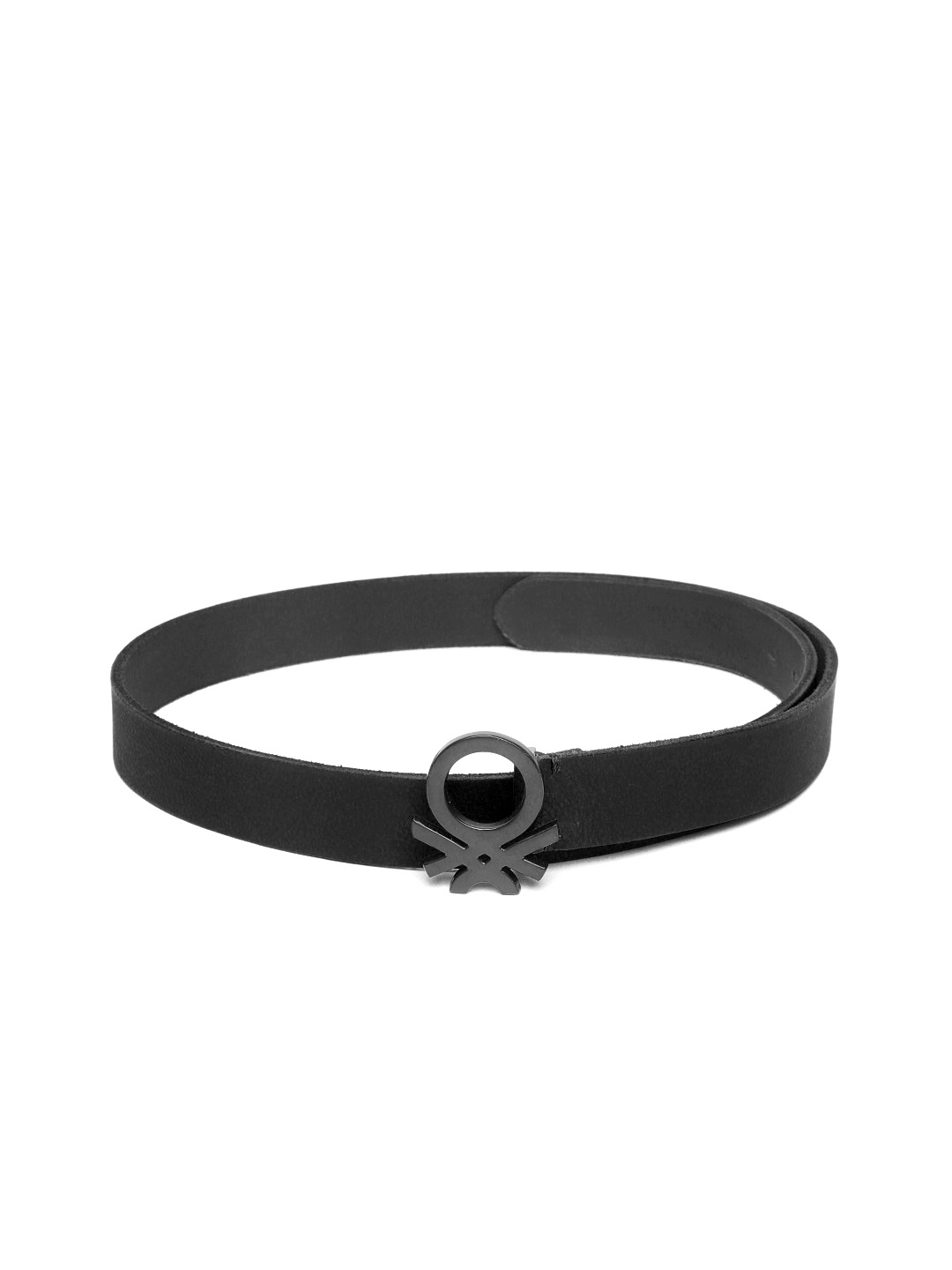 

United Colors of Benetton Men Black Leather Solid Belt