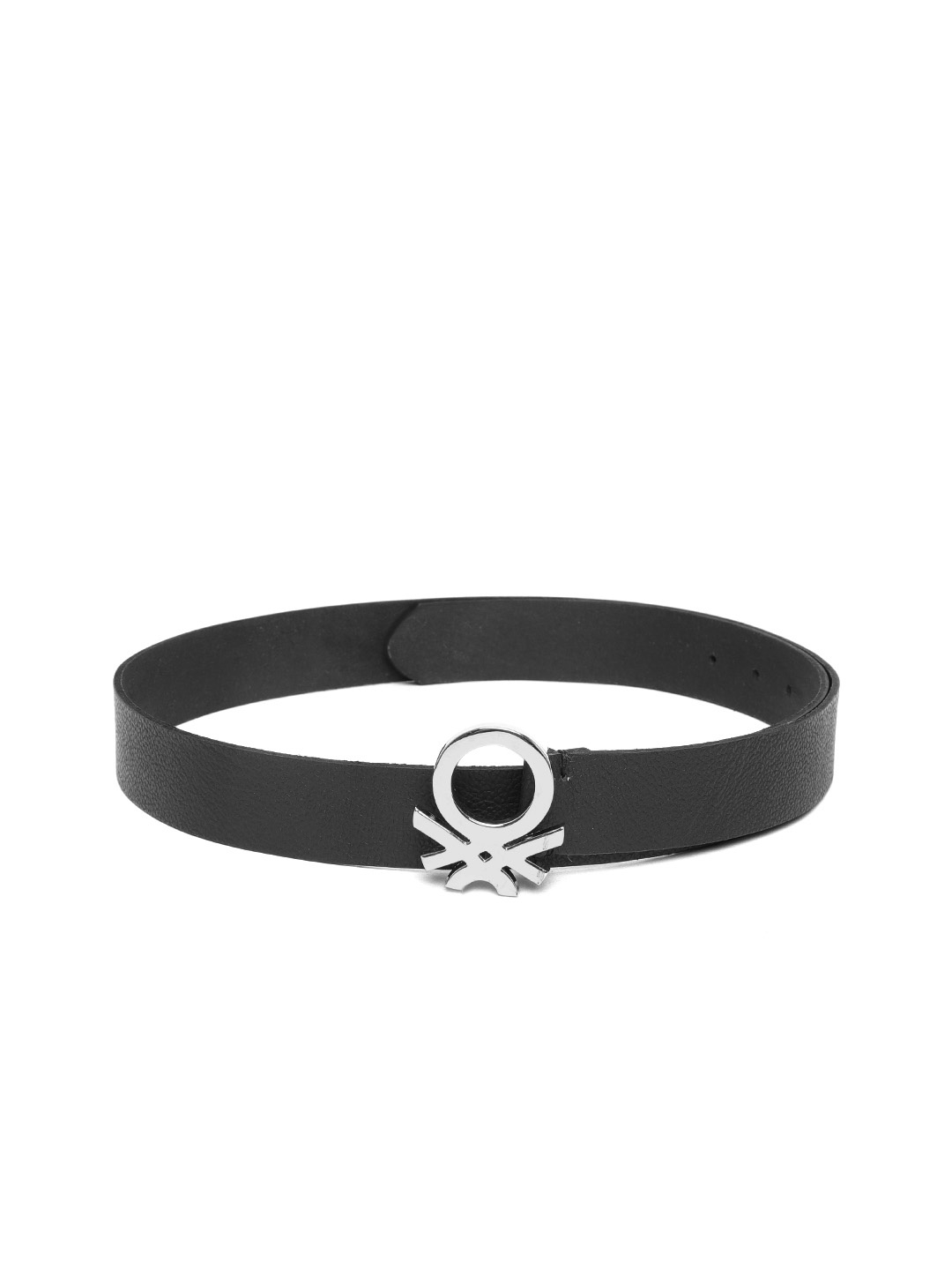 

United Colors of Benetton Men Black Leather Solid Belt