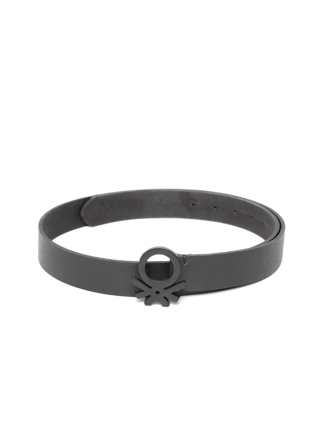 

United Colors of Benetton Men Black Solid Leather Belt