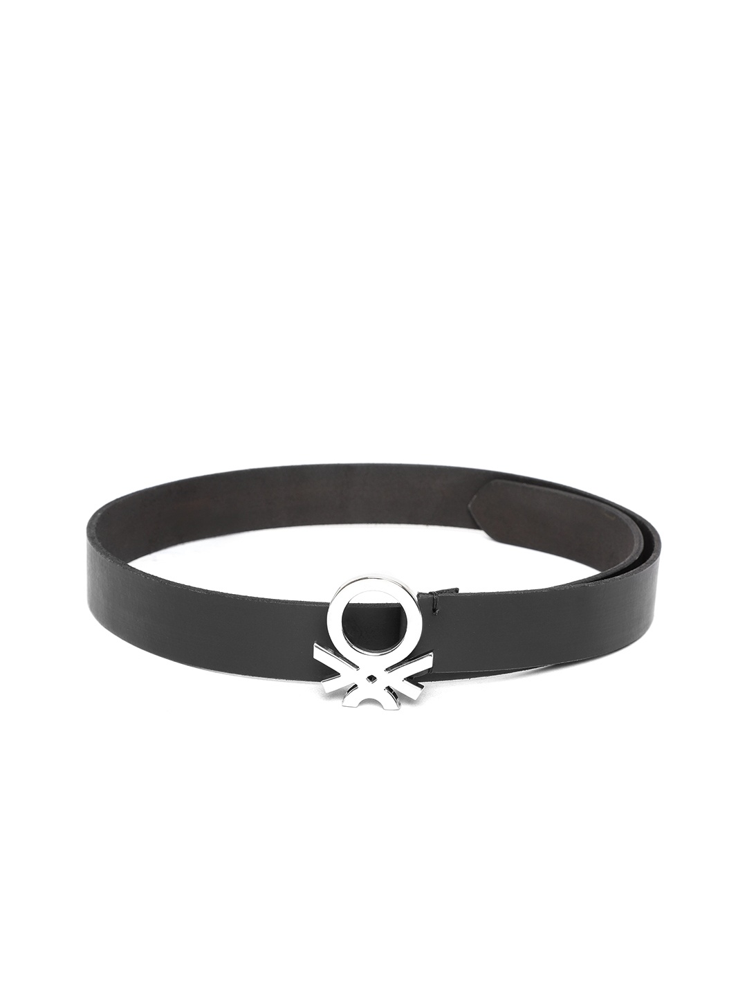 

United Colors of Benetton Men Black Solid Leather Belt