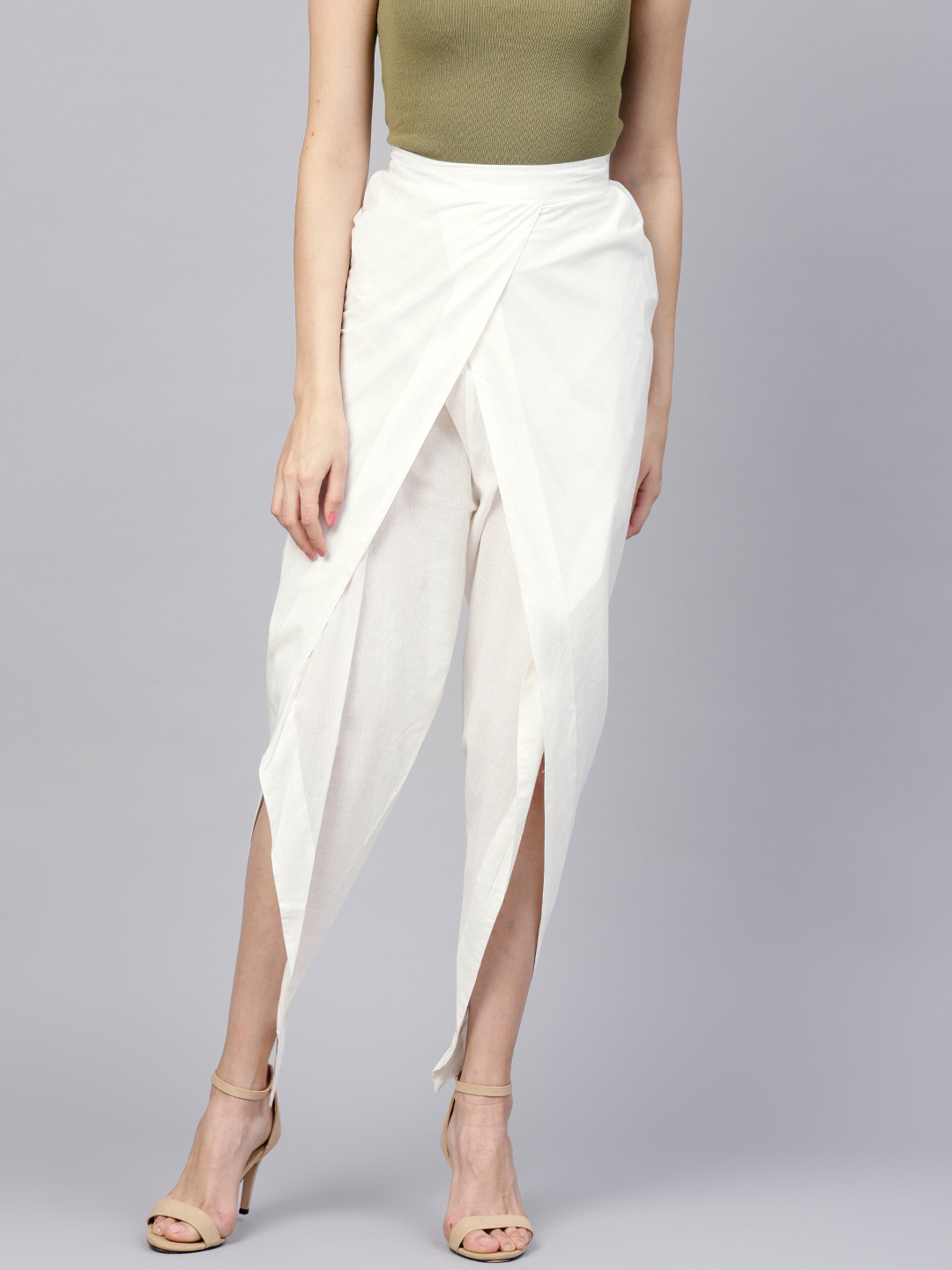 

Nayo Women White Regular Fit Solid Dhoti Pants