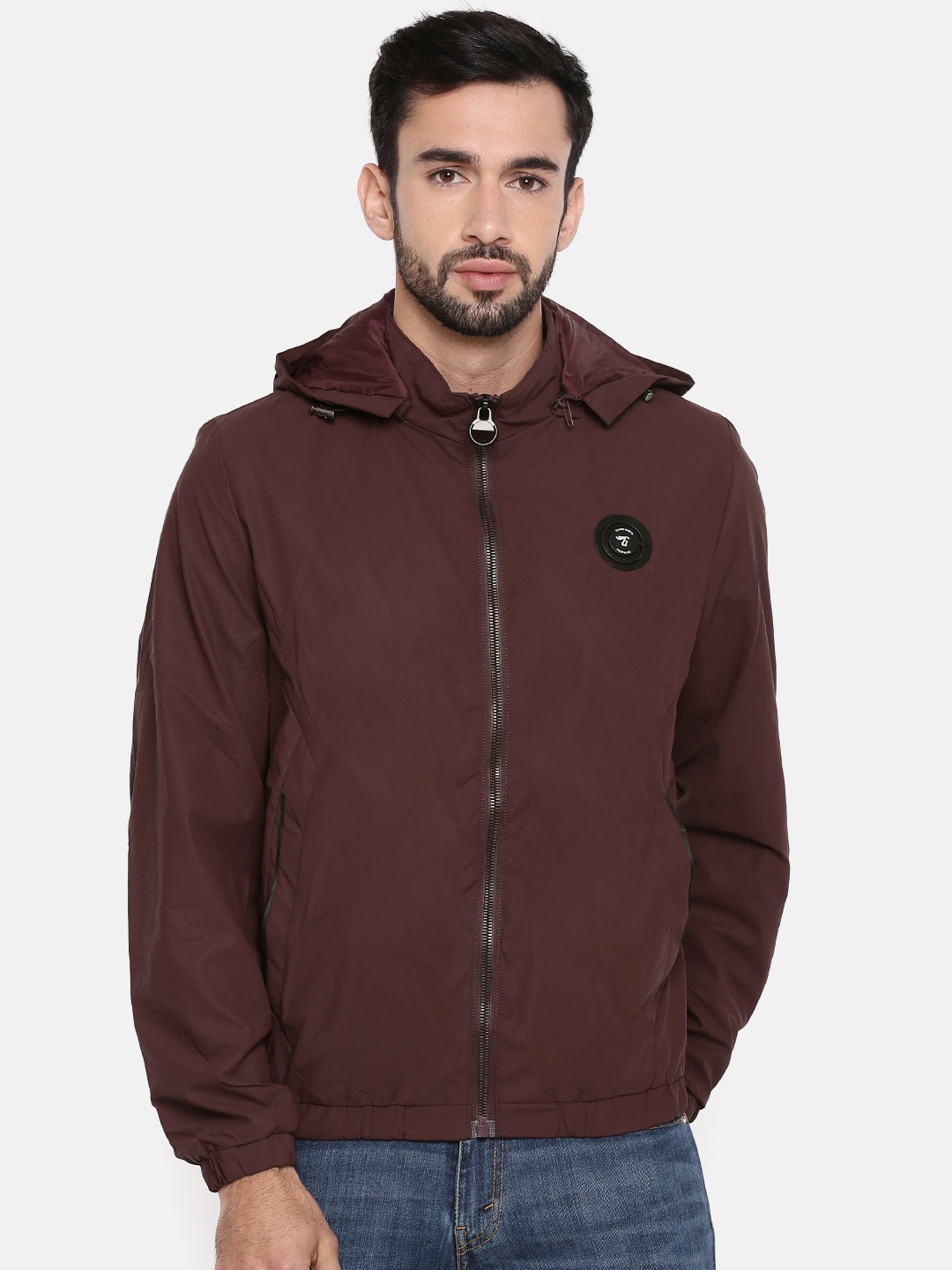 

The Indian Garage Co Men Maroon Solid Lightweight Tailored Jacket