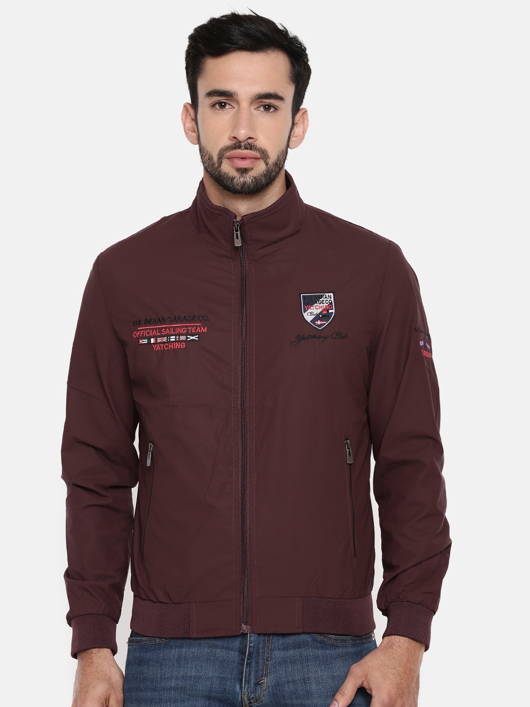 

The Indian Garage Co Men Maroon Typography Lightweight Tailored Jacket