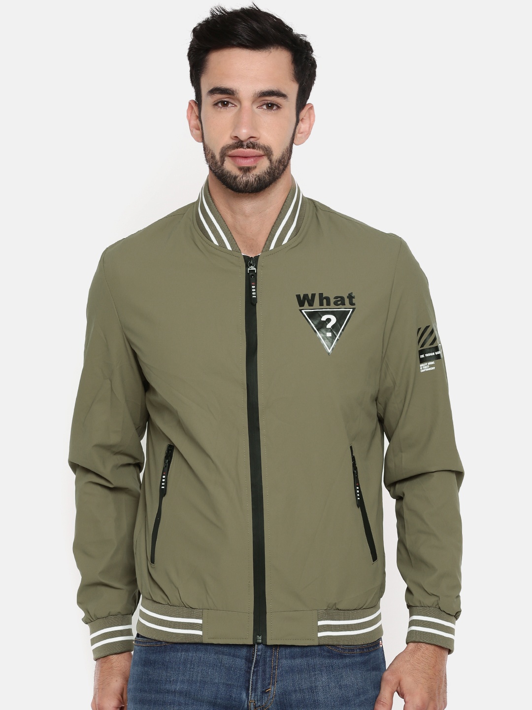 

The Indian Garage Co Men Khaki Solid Lightweight Bomber