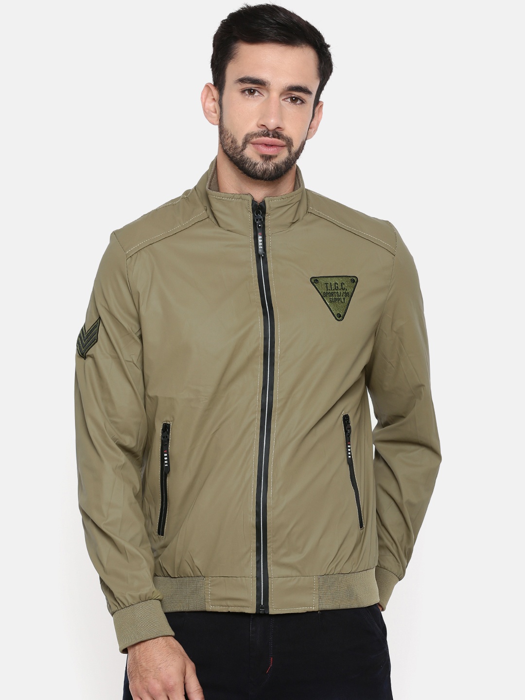

The Indian Garage Co Men Khaki Solid Bomber