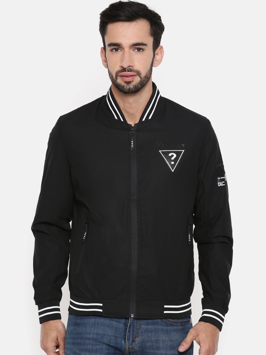 

The Indian Garage Co Men Black Solid Bomber