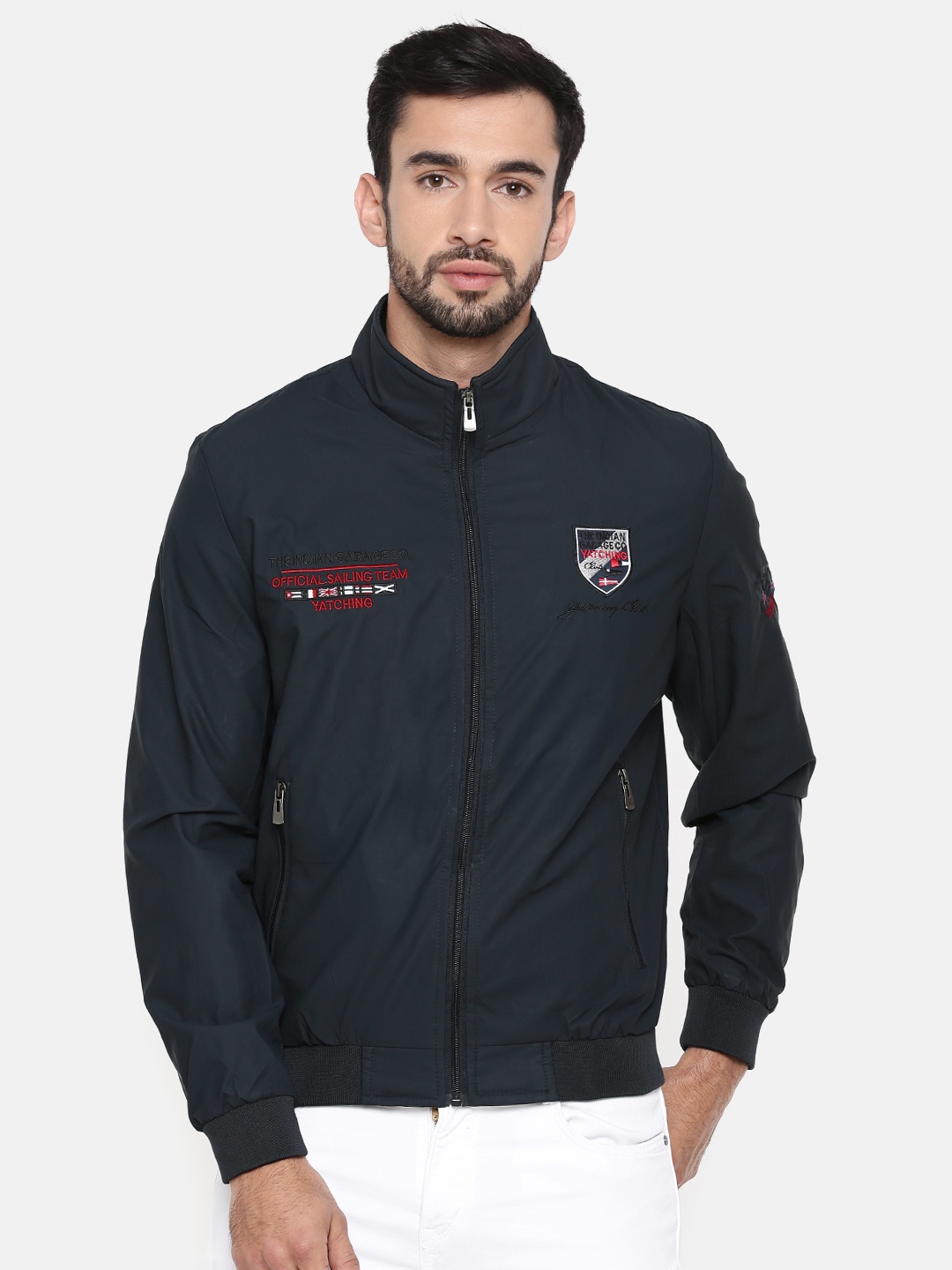 

The Indian Garage Co Men Navy Solid Bomber, Navy blue