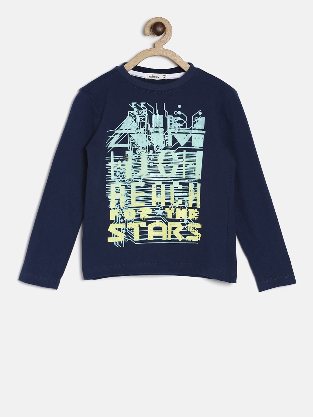 

Adams kids Boys Navy Blue Printed Round Neck Pure Cotton T-shirt