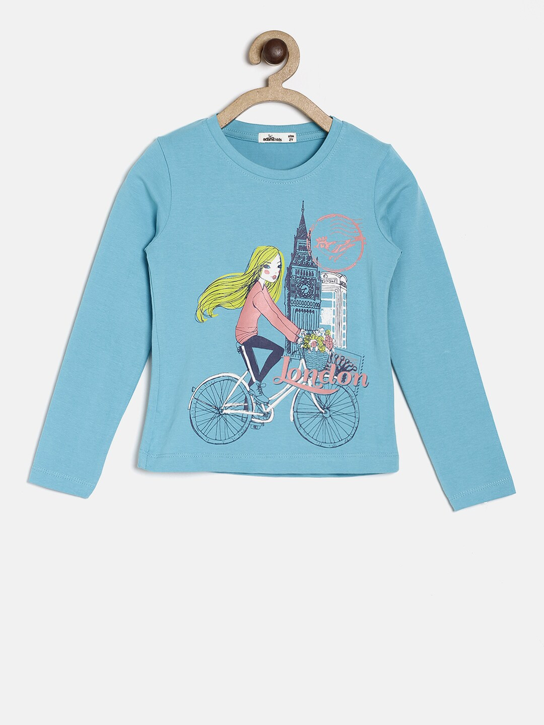 

Adams kids Girls Blue Printed Round Neck T-shirt