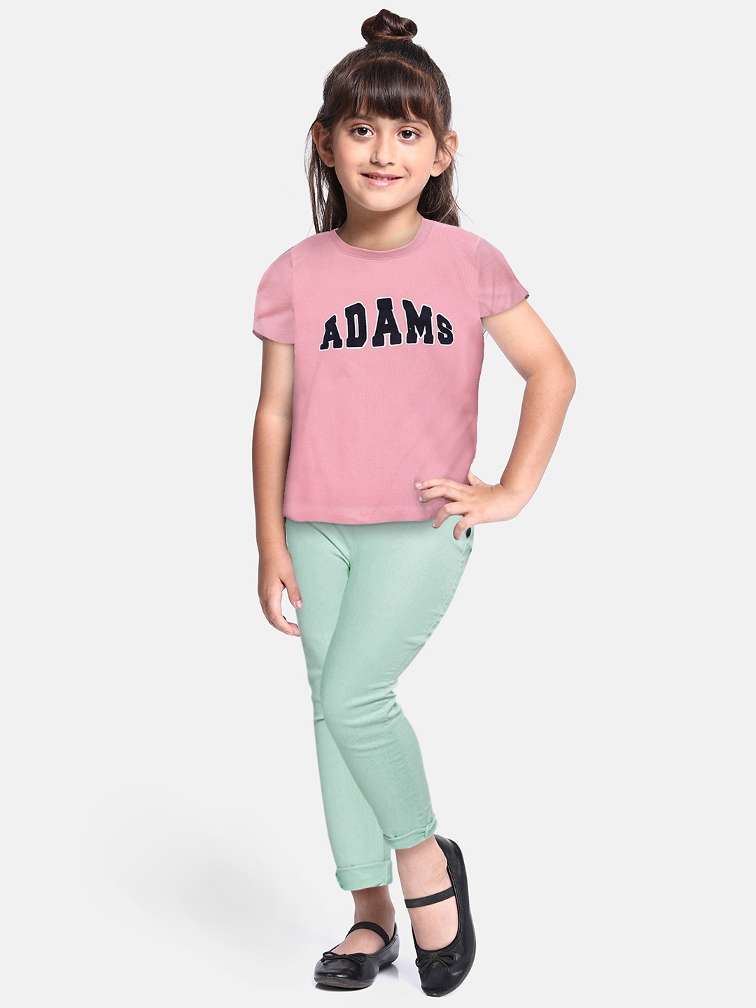 

Adams kids Girls Pink Solid Round Neck T-shirt