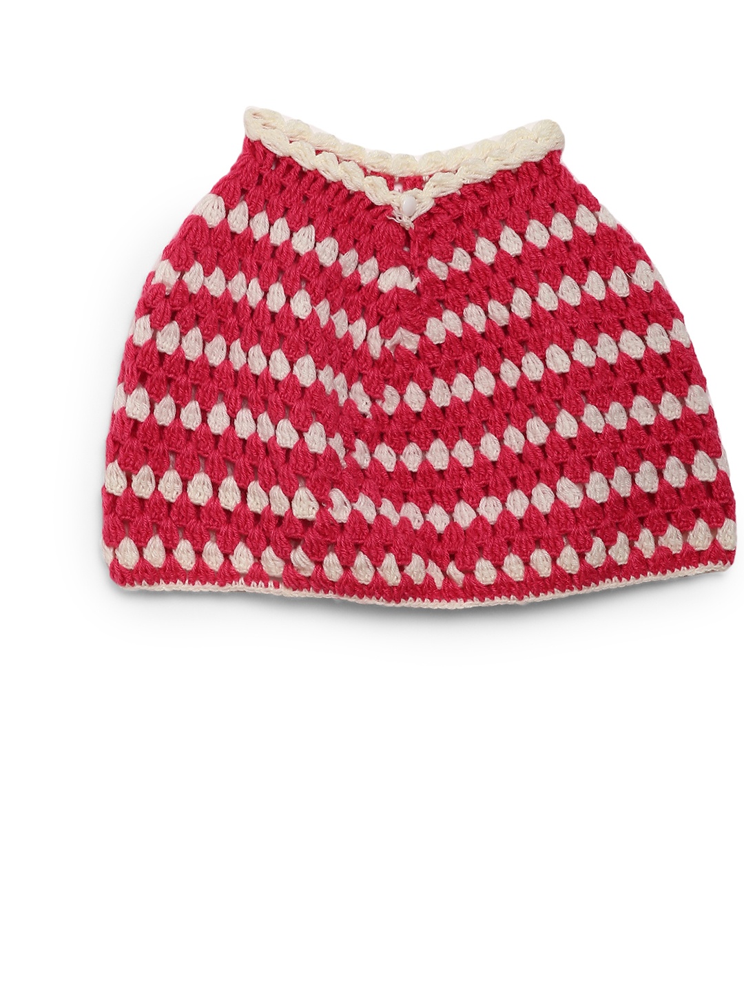 

CHUTPUT Girls Pink & White Woolen Self Design Poncho