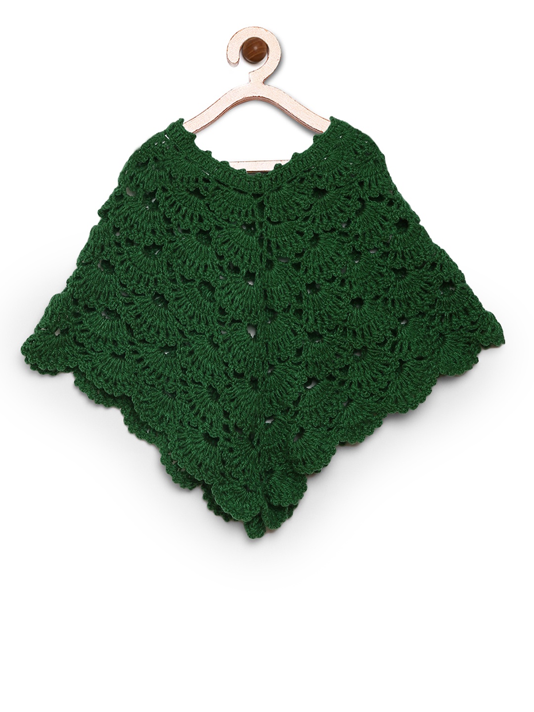 

CHUTPUT Girls Green Woolen Self Design Poncho