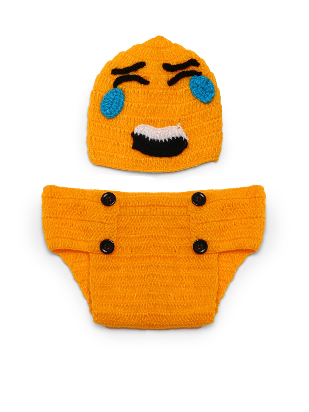 

CHUTPUT Kids Yellow & Black Self Design Woolen Beanie