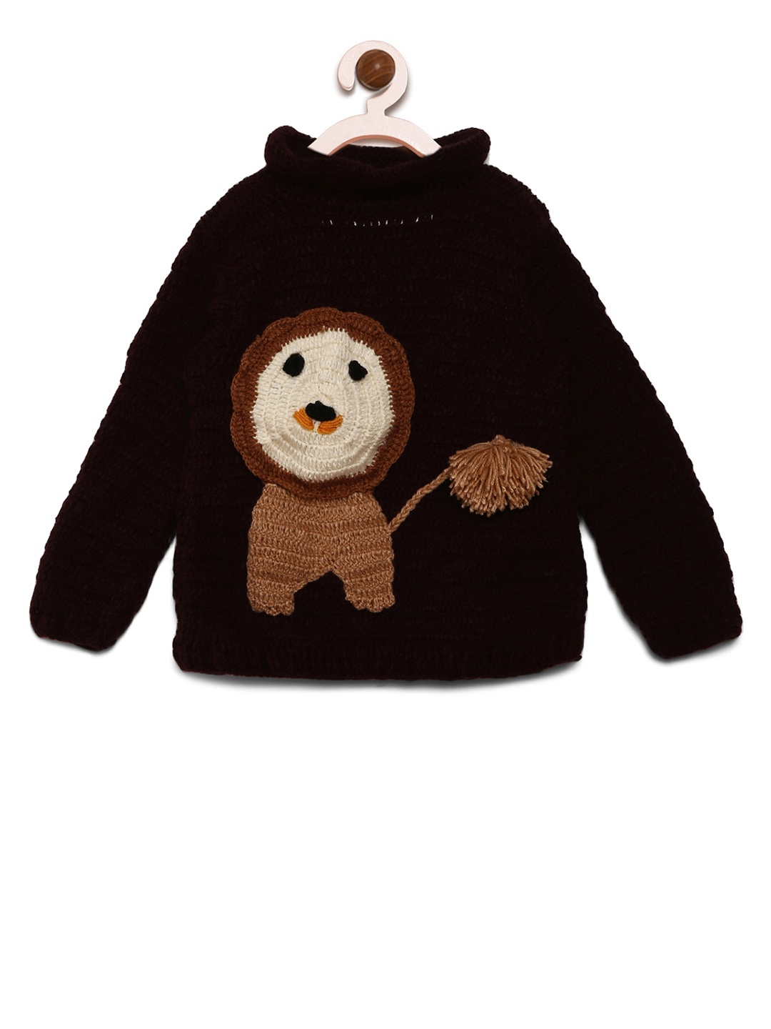 

CHUTPUT Unisex Brown Animal Graphics Self Design Pullover