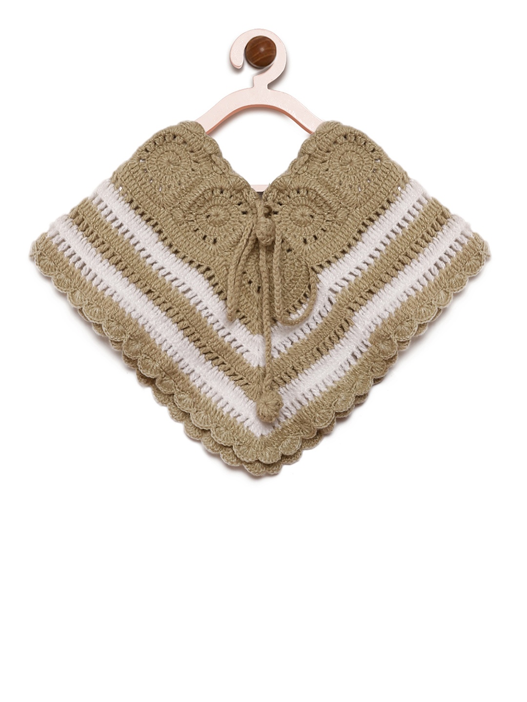 

CHUTPUT Girls Brown & White Woolen Self Design Poncho