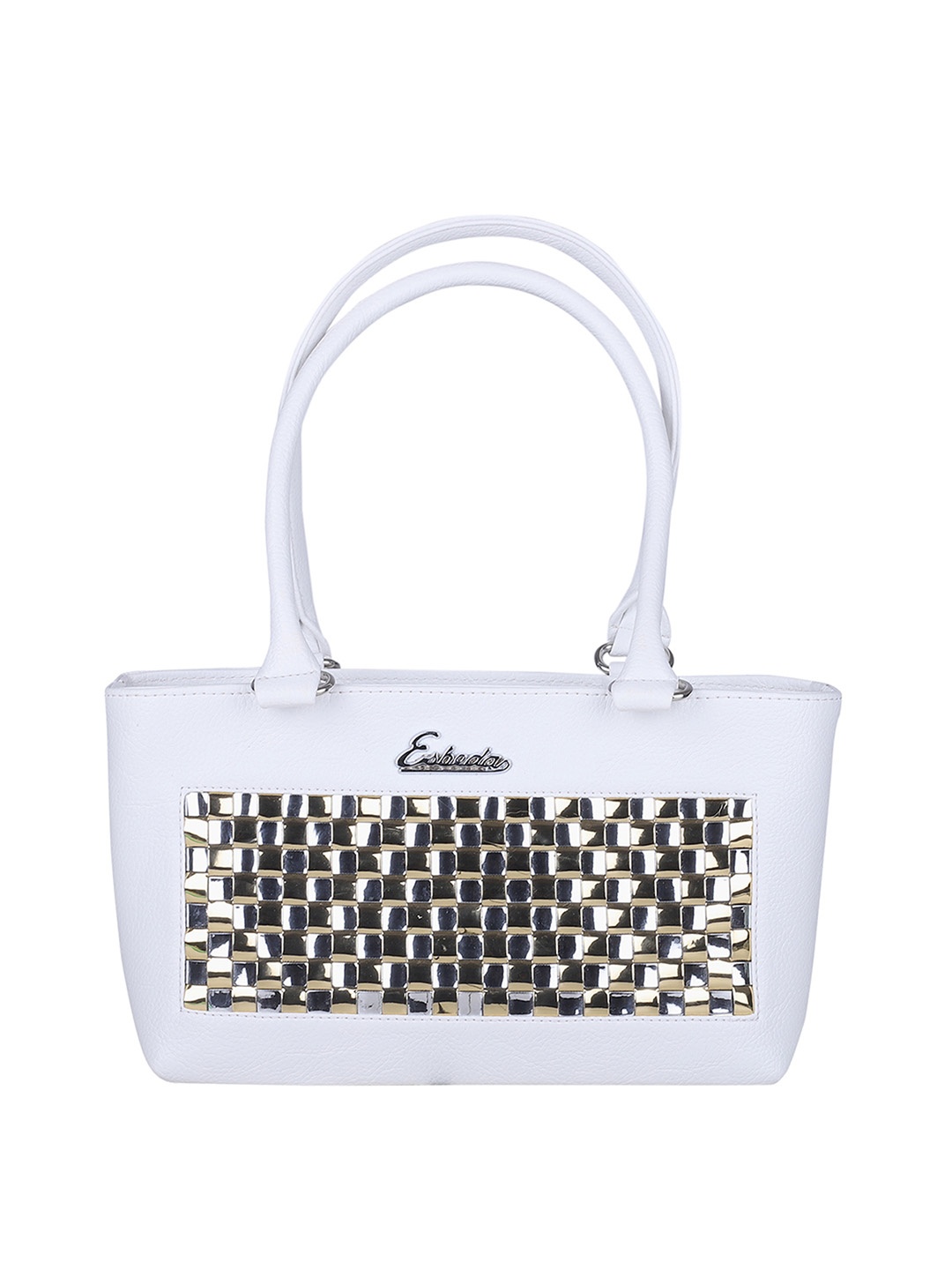 

ESBEDA White & Silver-Toned Self Design Shoulder Bag